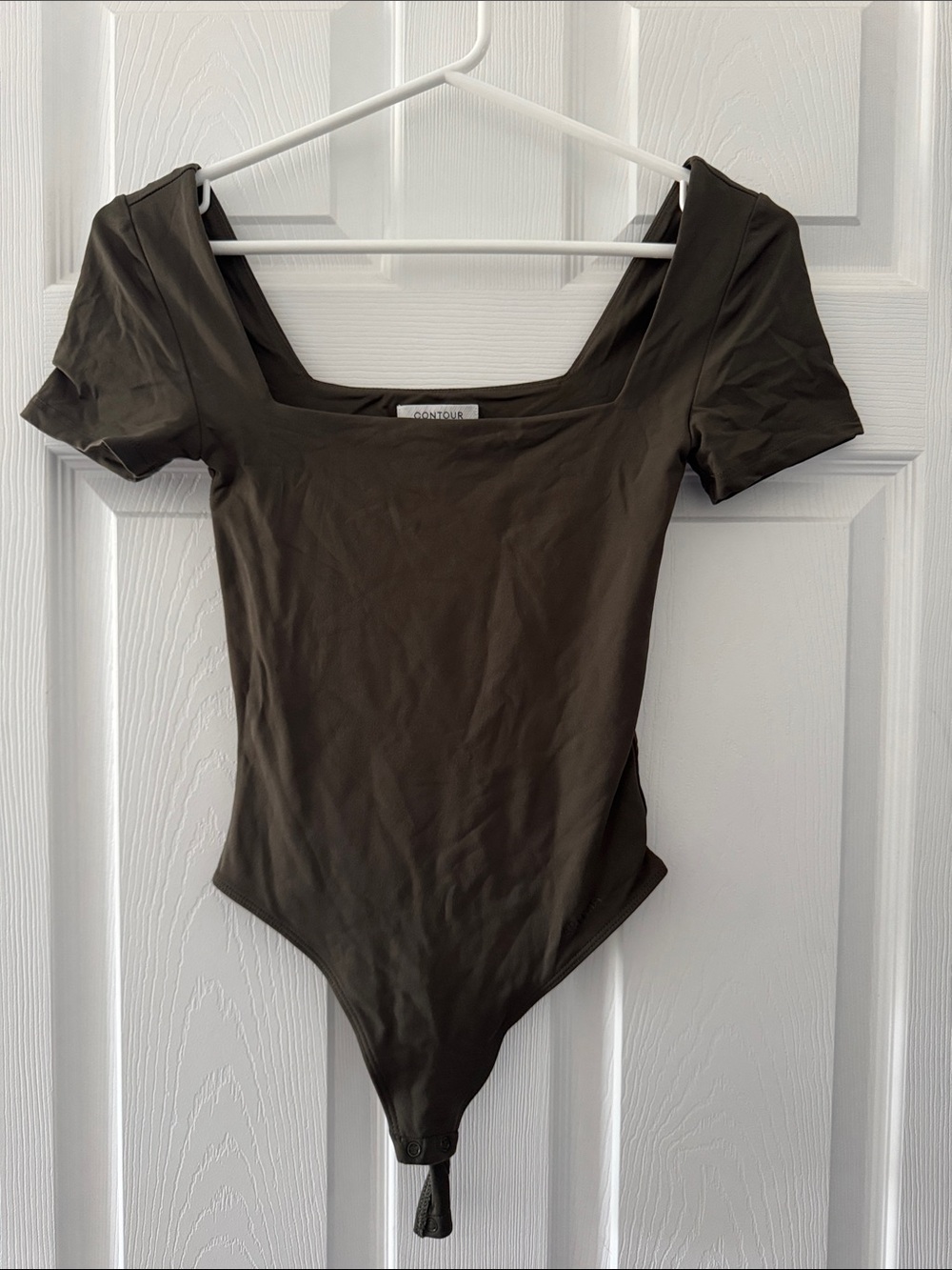 Aritzia Olive Green Square Neck Short Sleeve Bodysuit